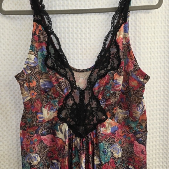 Vintage Vandemere Multicolor Floral Silky Satin‎ Nightgown Medium EXCELLENT - Picture 2 of 7